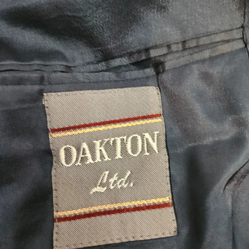 Oakton Ltd Mens Grey Herringbone Wool 52B Blazer Sport Coat Vintage 100% Wool